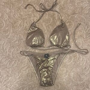 Metallic Gold Bikini Set